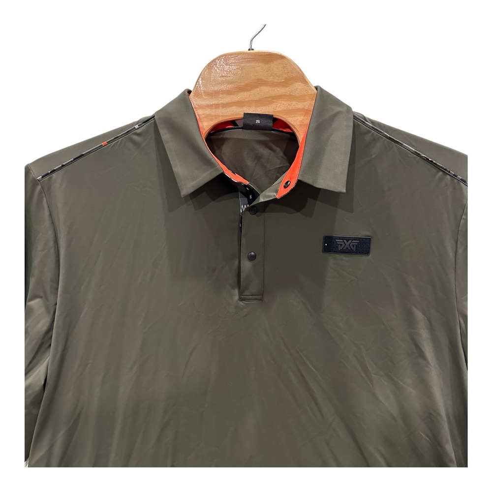 PXG Parsons Xtreme Golf Mens 2XL Olive Green Long Sleeve Polo Semper Fi MF23ATP2